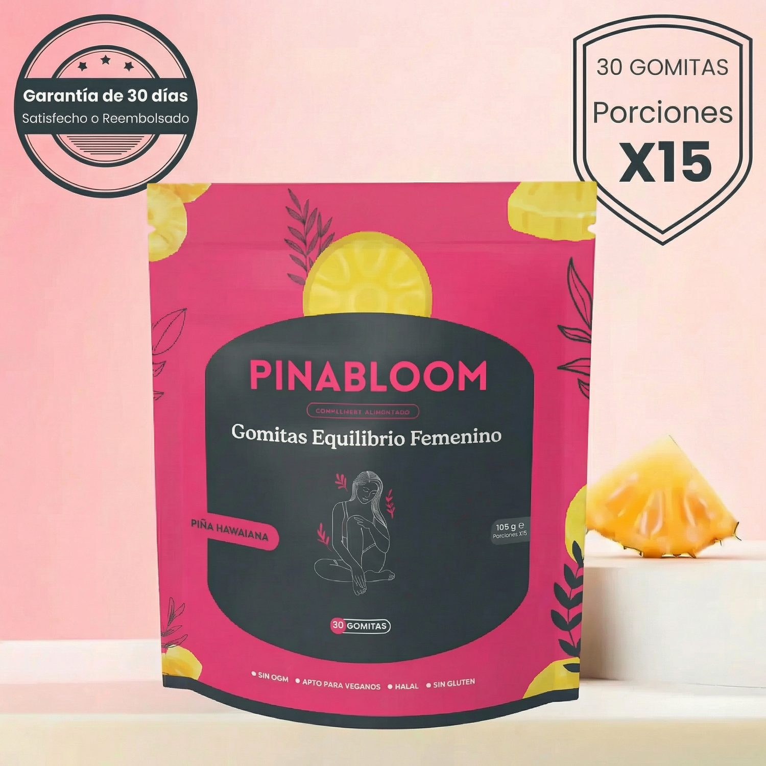 Gomitas Equilibrio Femenino – Sabor Piña | 1 + 1 GRATIS